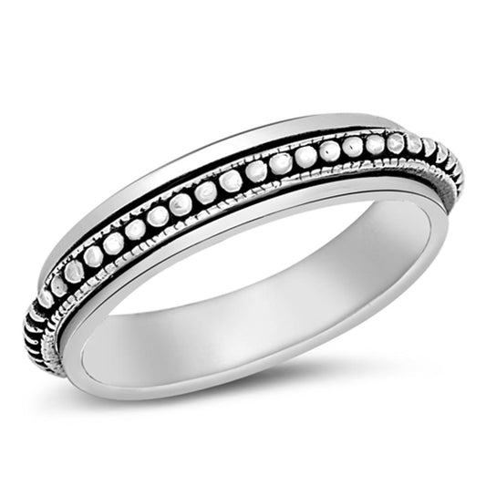 Men's Spinner Bali Ball Unique Ring New .925 Sterling Silver Band Sizes 6-14