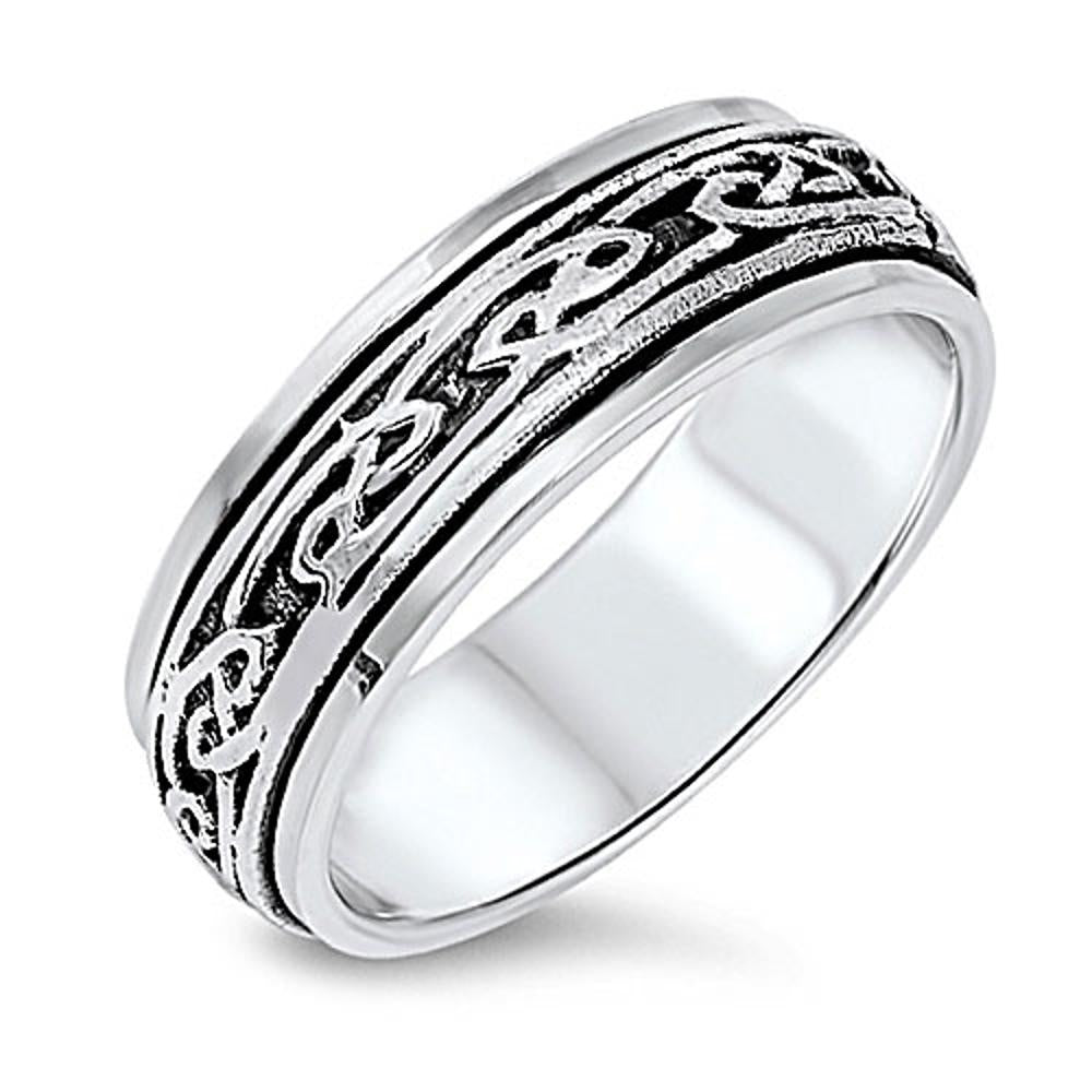 Spinner Celtic Knot Design Unique Ring New .925 Sterling Silver Band Sizes 7-13