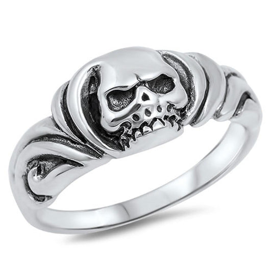 Biker Skull Designer Classic Ring New .925 Sterling Silver Band Sizes 6-12