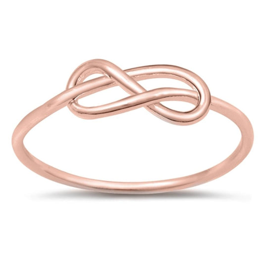 Rose Gold-Tone Infinity Knot Forever Ring .925 Sterling Silver Band Sizes 3-12