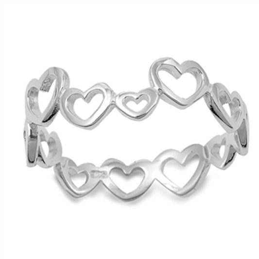 Women's Eternity Heart Forever Love Promise Ring .925 Sterling Silver Sizes 4-10