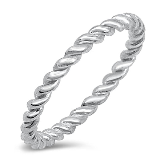 Sterling Silver Rope Chain Design Eternity Band Ring .925 New Sizes 4-10