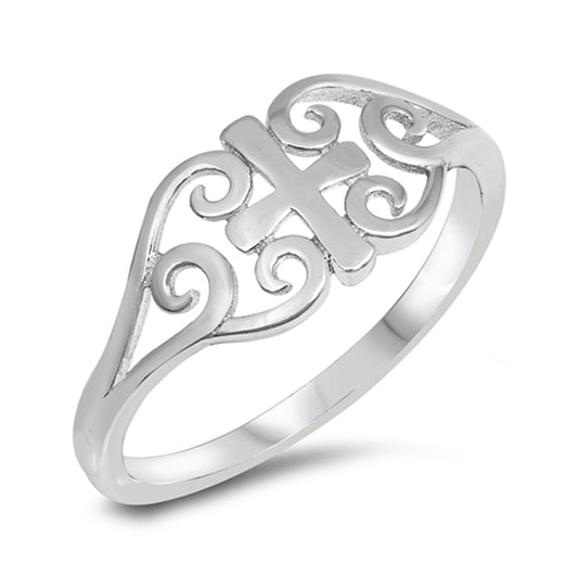 High Polish Celtic Heart Cross Filigree Ring 925 Sterling Silver Band Sizes 4-10