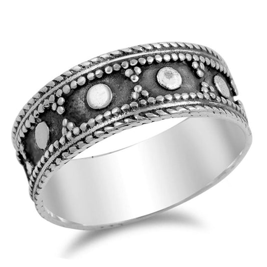 Bali Rope Chain Design Dot Fashion Ring New .925 Sterling Silver Band Sizes 6-11