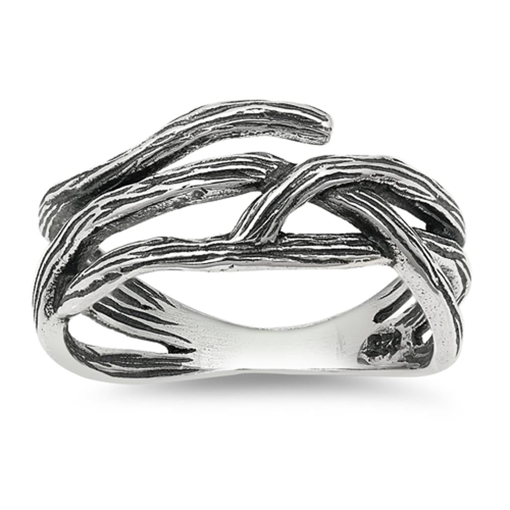 Women's Tree Branch Fashion Wood Ring New .925 Sterling Silver Band Sizes 5-10