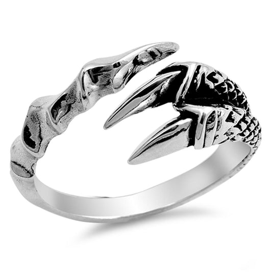 Teeth Fang Talon Biker Ring New .925 Sterling Silver Open Band Sizes 6-12