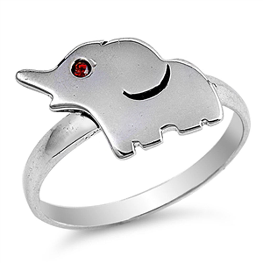 Elephant Garnet CZ Beautiful Cute Ring New .925 Sterling Silver Band Sizes 4-10