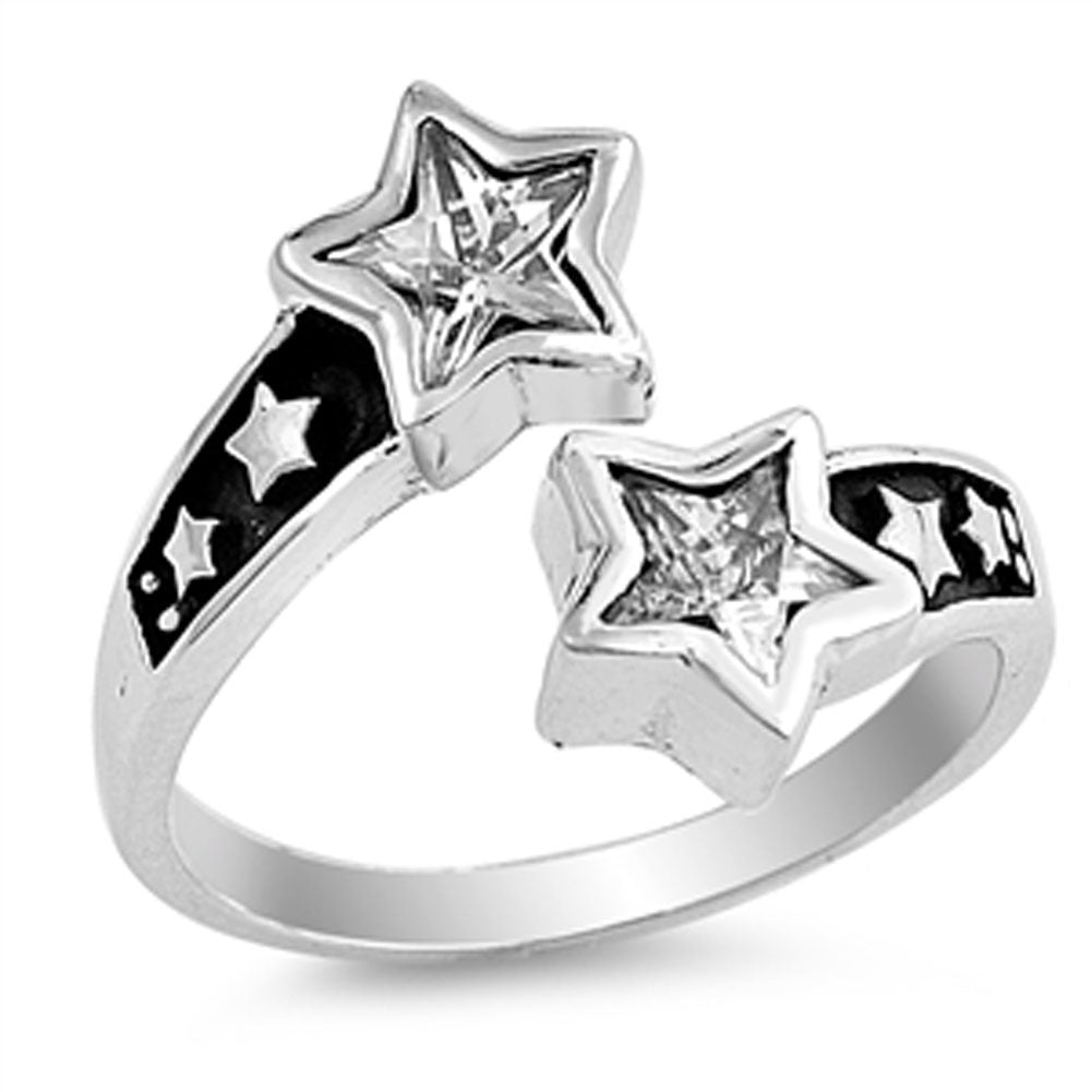 Clear CZ Shooting Star Fashion Girl Ring New 925 Sterling Silver Band Sizes 5-11