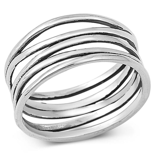 Knot Bar Line Design Polished Cute Ring New .925 Sterling Silver Band Sizes 5-11