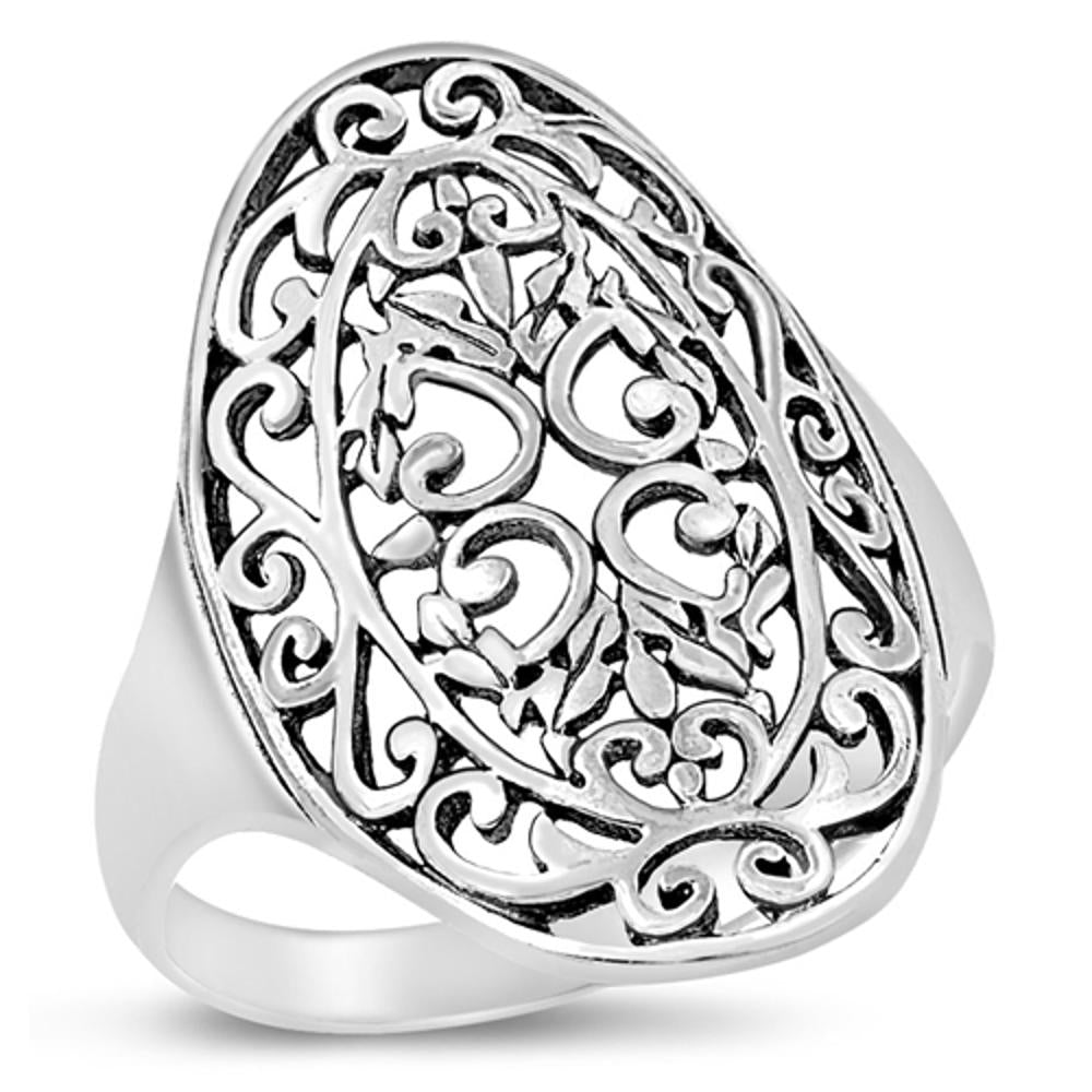 Cutout Filigree Design Ring New .925 Sterling Silver Band Sizes 5-10