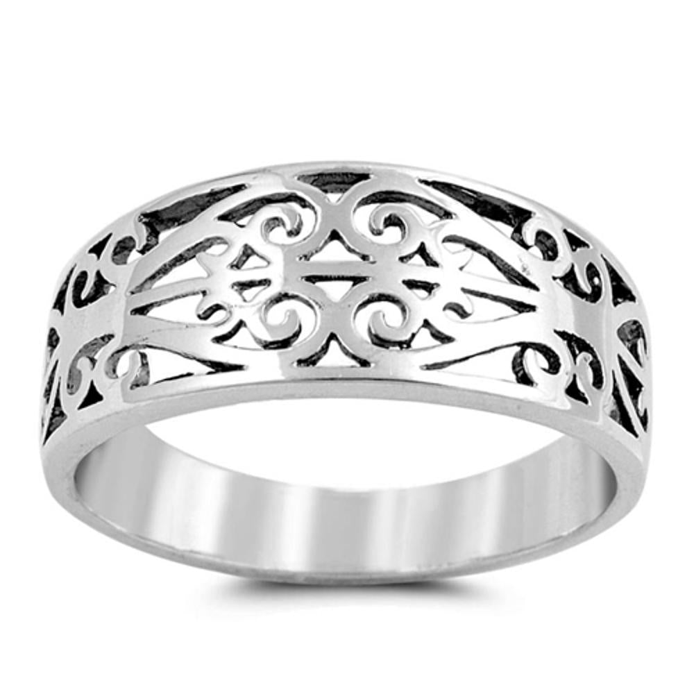 Filigree Heart Promise Ring New .925 Sterling Silver Band Sizes 5-10