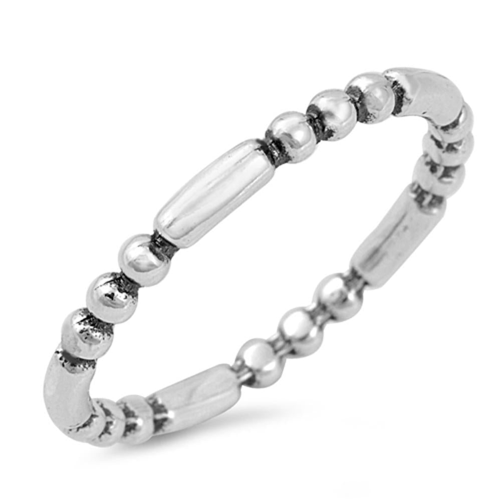 Eternity Ball Bar Ring New .925 Sterling Silver Band Sizes 4-10