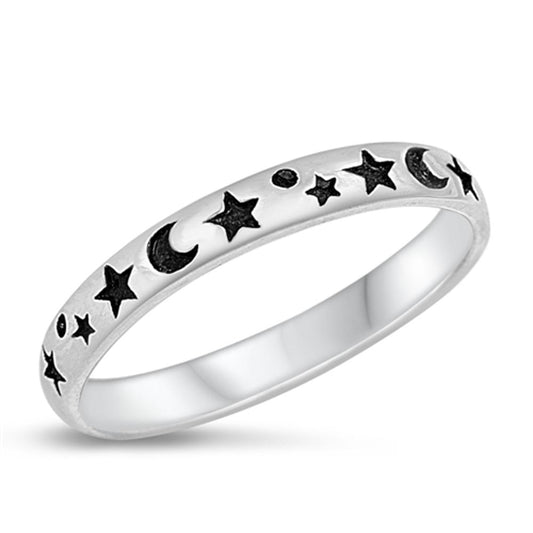 Moon Star Cute Fashion Ring New .925 Sterling Silver Toe Band Sizes 2-12