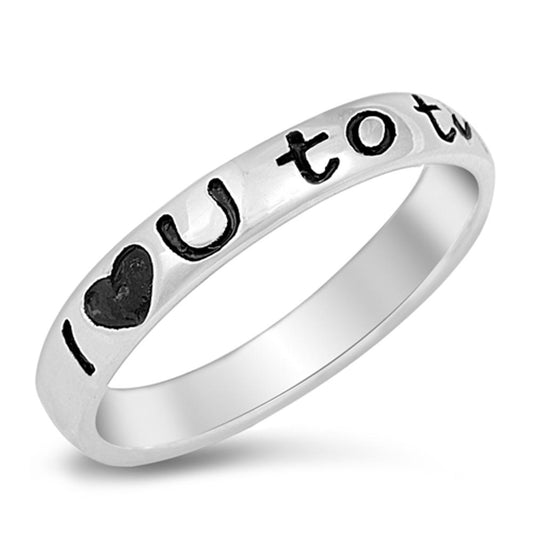 I Love You to the Moon and Back Ring Heart .925 Sterling Silver Band Sizes 4-10