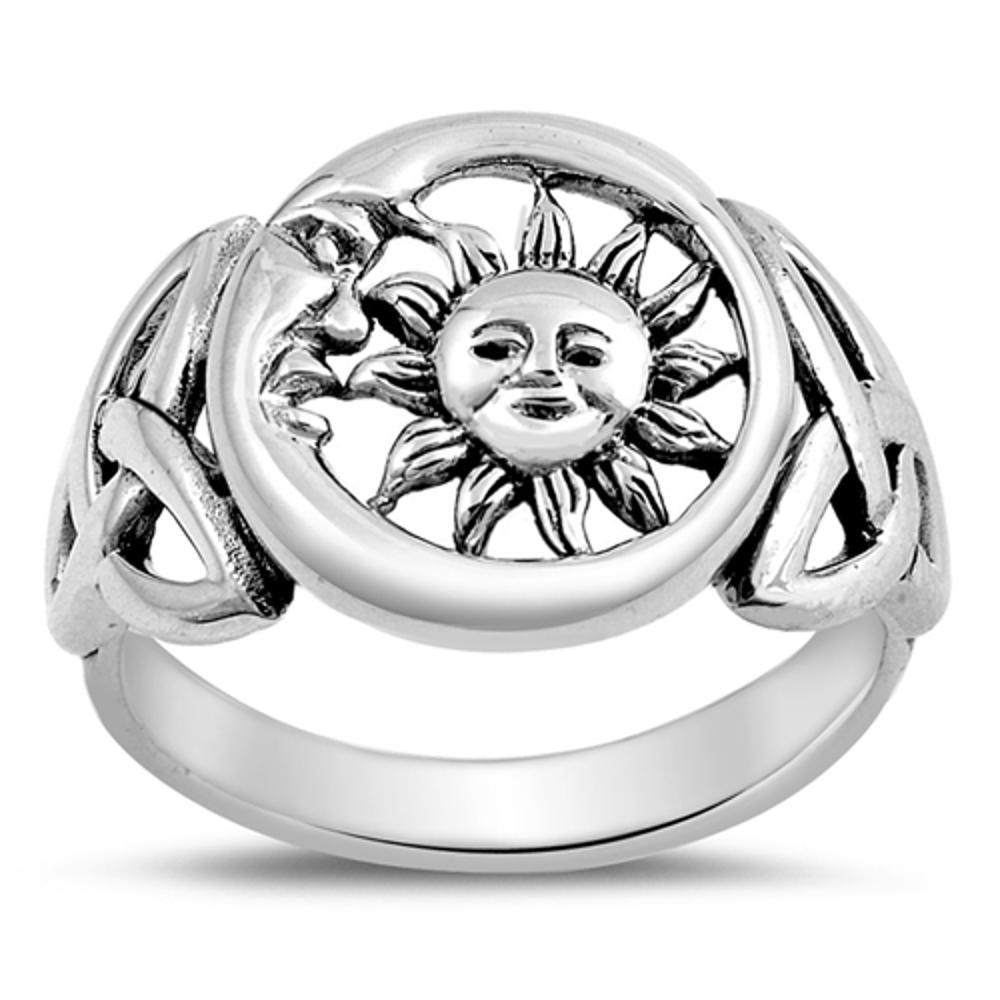 Sun Moon Universe Cute Ring New .925 Sterling Silver Celtic Knot Band Sizes 5-10