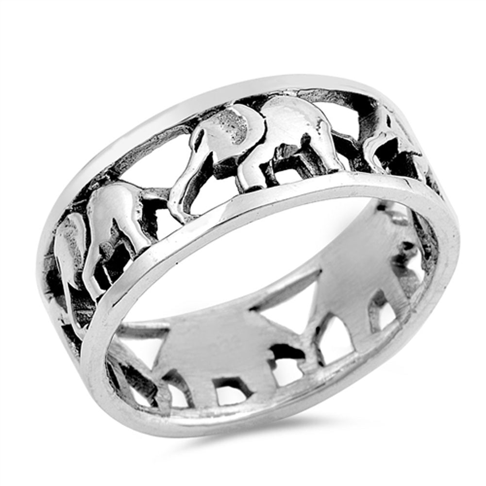 Elephant Animal Ring New .925 Sterling Silver Band Sizes 6-10