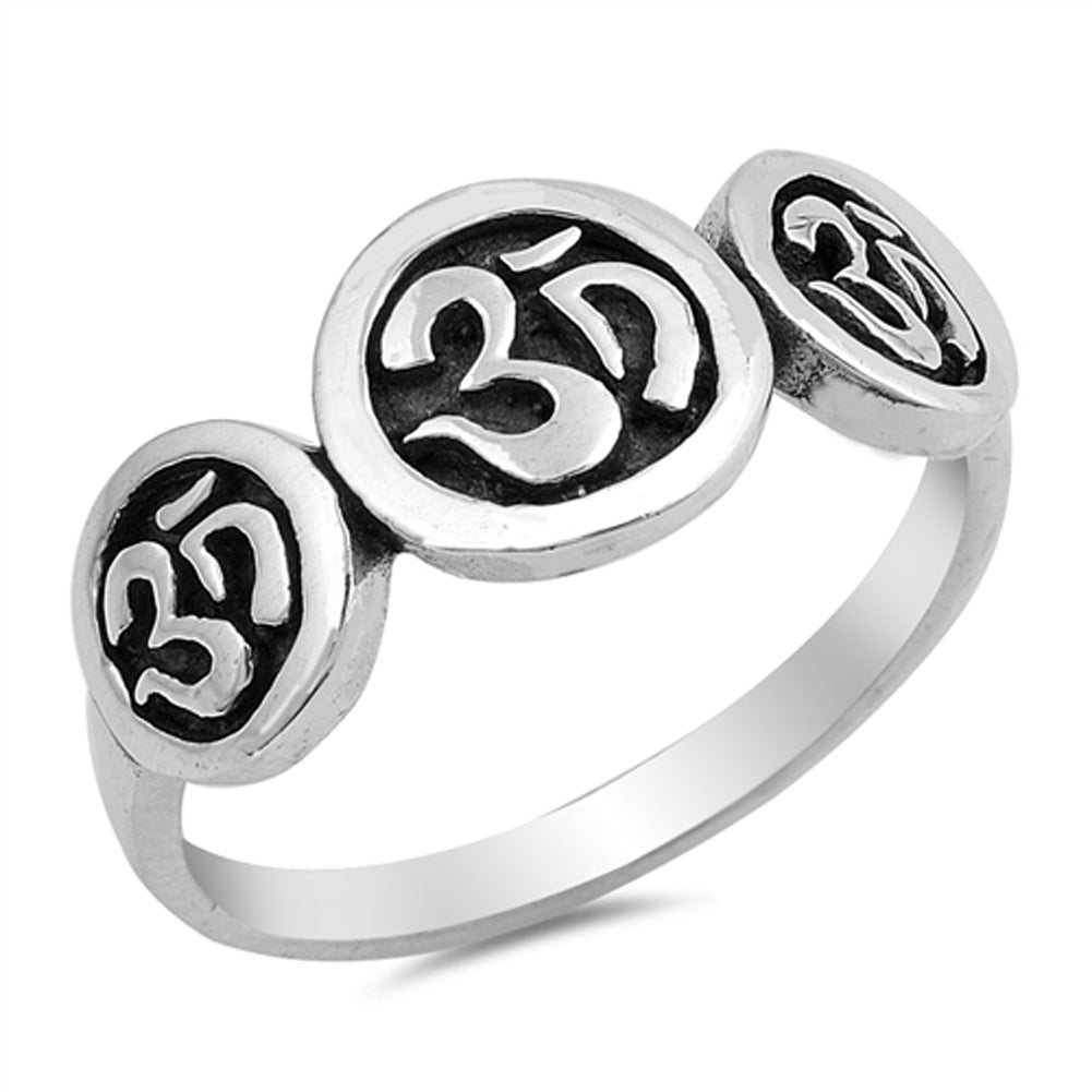 Om Sign Wholesale Ring New .925 Sterling Silver Circle Band Sizes 5-10