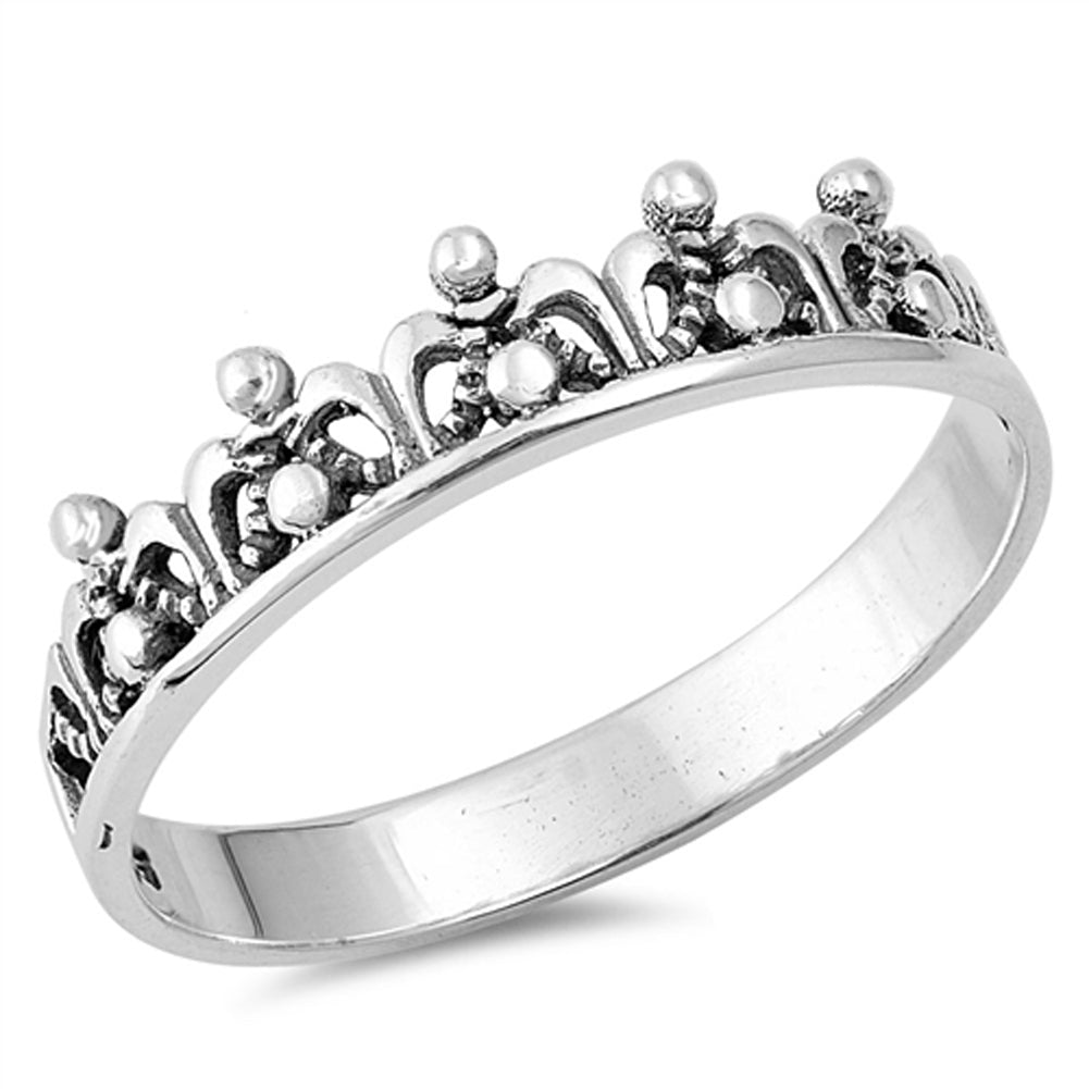 Cute Princess Tiara King Crown Ring New .925 Sterling Silver Band Sizes 3-10