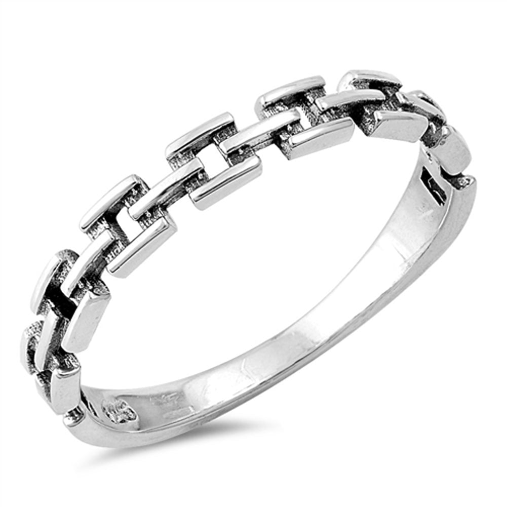 Oxidized Chain Link Biker Fashion Ring New .925 Sterling Silver Band Sizes 3-10