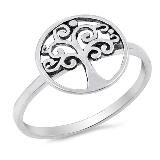 Filigree Cutout Tree of Life Cute Ring New .925 Sterling Silver Band Sizes 4-10