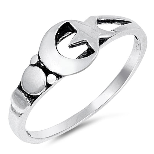 Moon Star Universe Oxidized Fashion Ring New 925 Sterling Silver Band Sizes 4-10