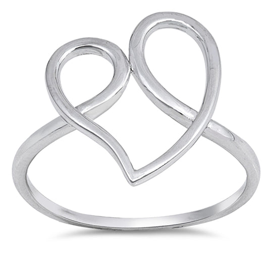 Criss Cross Knot Love Heart Promise Ring .925 Sterling Silver Band Sizes 4-10