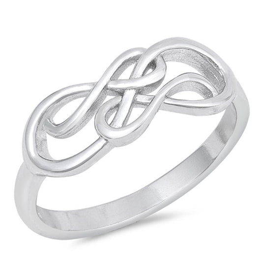 Criss Cross Infinity Knot Promise Ring New .925 Sterling Silver Band Sizes 4-10