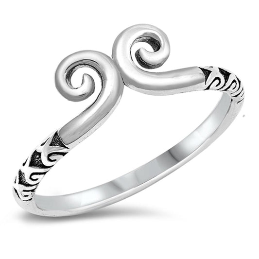 Celtic Swirl Double Wave Fashion Ring New .925 Sterling Silver Band Sizes 4-12