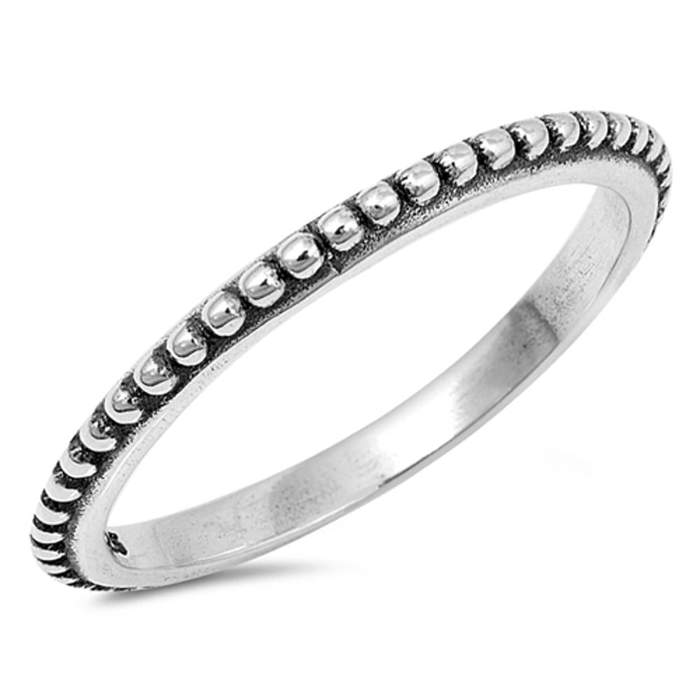 Thin Beaded Bali Stackable Ring New .925 Sterling Silver Vintage Band Sizes 3-13