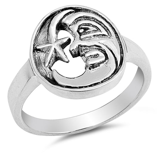 Moon Face Star Celestial Space Fun Ring New .925 Sterling Silver Band Sizes 5-9