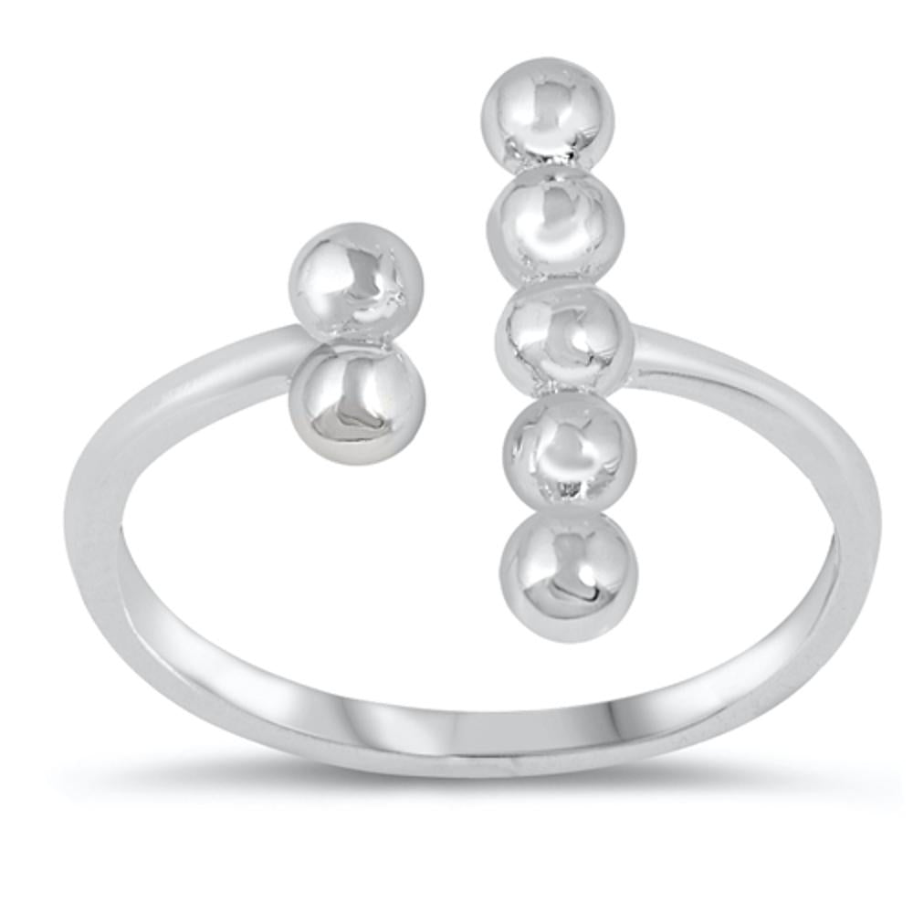 Open Bar Gap Ball Bead High Polished Ring .925 Sterling Silver Band Sizes 4-10