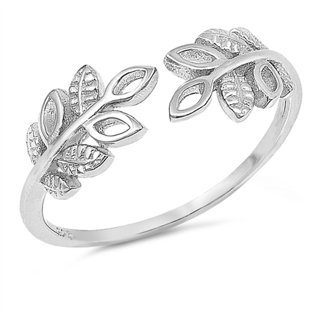 Open Tree Branch Leaf Ring .925 Sterling Silver Adjustable Thumb Band Sizes 4-12