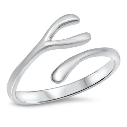 Open High Polish Wishbone Fashion Ring New .925 Sterling Silver Band Sizes 4-10