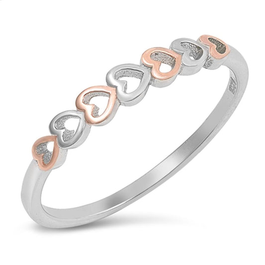 Rose Gold-Tone Heart Promise Ring New 925 Sterling Silver Cutout Band Sizes 4-10