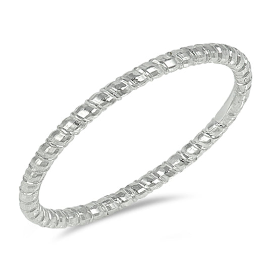 Diamond-Cut Stackable Thin Wedding Ring New .925 Sterling Silver Band Sizes 4-12