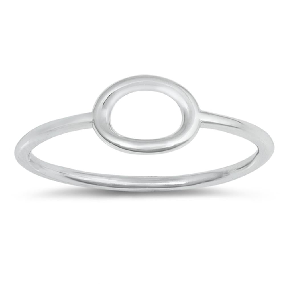 Simple Geometric Oval Round Loop Ring New .925 Sterling Silver Band Sizes 2-12