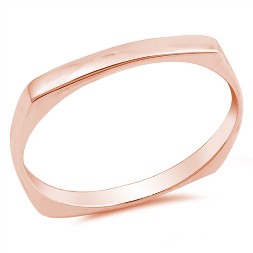 Rose Gold-Tone Square Stacking Midi Ring Sterling Silver Thumb Band Sizes 4-10