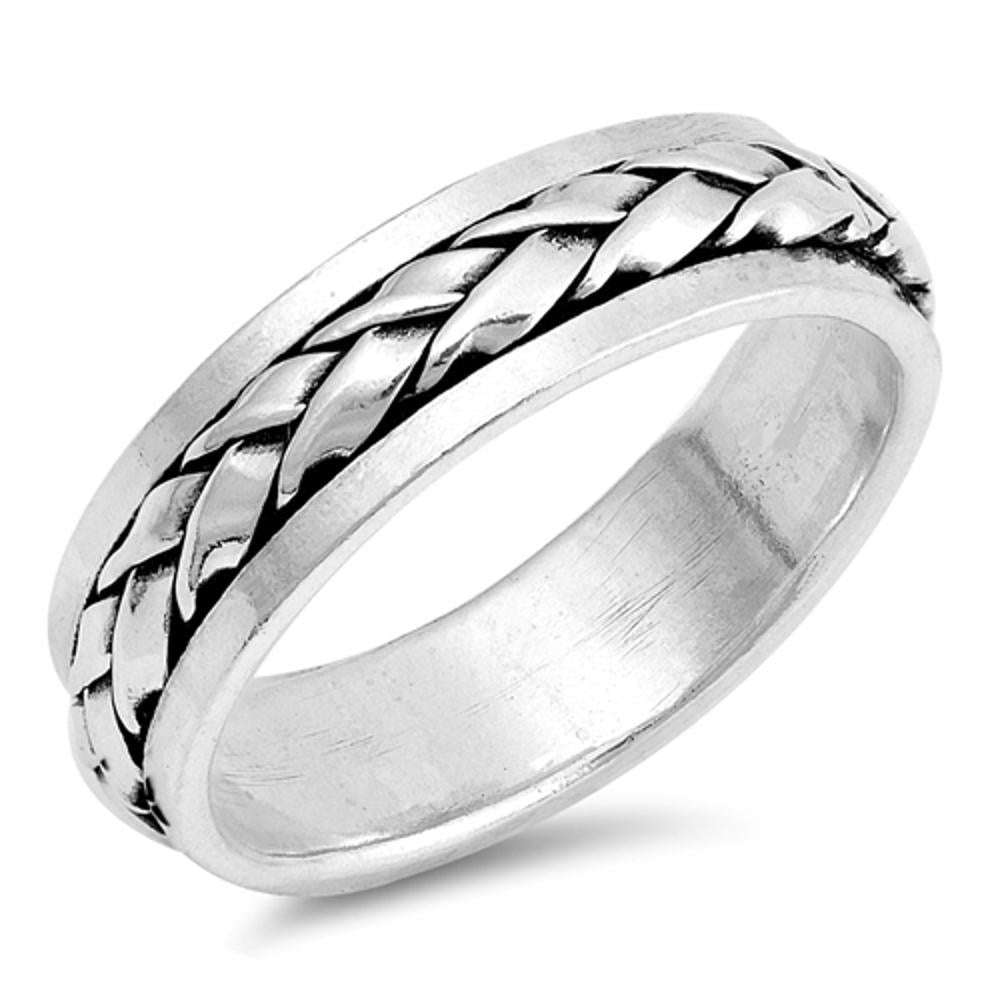 Spinner Weave Rope Knot Wedding Ring New .925 Sterling Silver Band Sizes 7-13