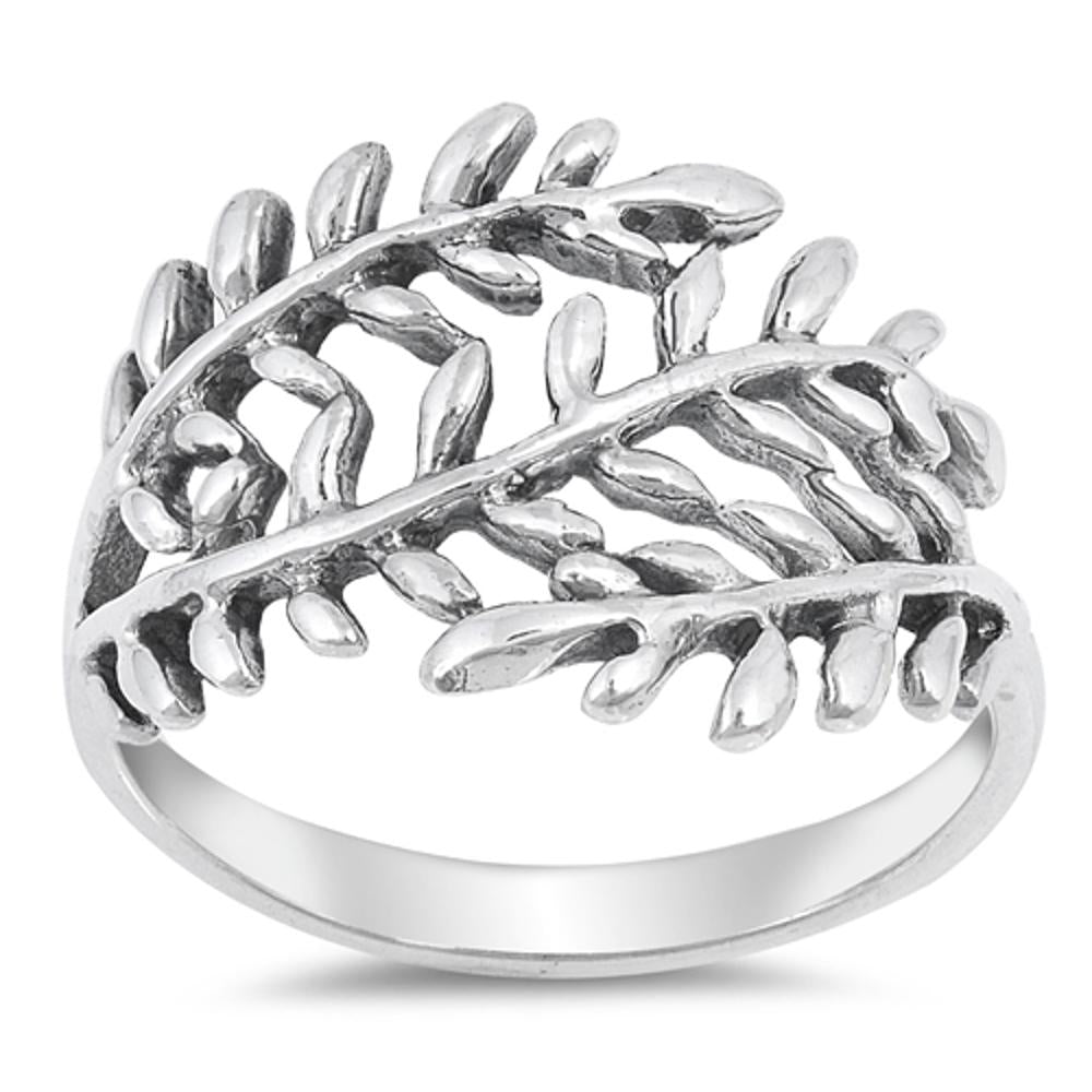 Branch Leaf Tree Forest Wide Fashion Ring .925 Sterling Silver Band Sizes 5-10