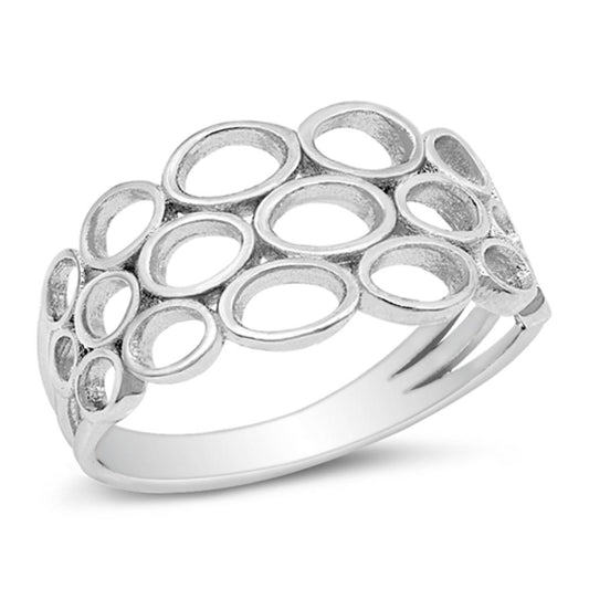 Filigree Oval Cutout Geometric Cute Ring New 925 Sterling Silver Band Sizes 5-10