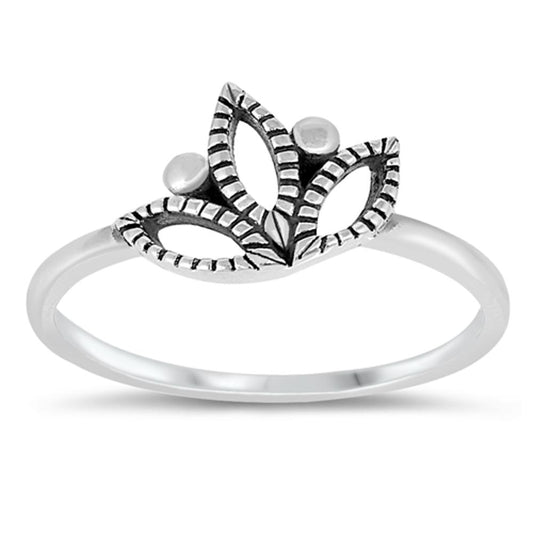 Oxidized Filigree Lotus Flower Ring New 925 Sterling Silver Cute Band Sizes 4-10