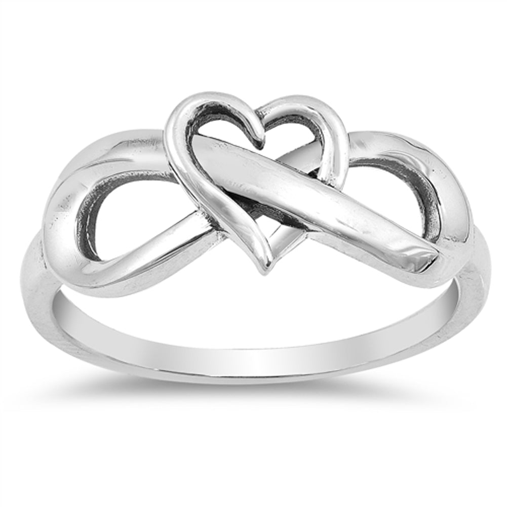 Oxidized Heart Infinity Love Knot Promise Ring Sterling Silver Band Sizes 4-10