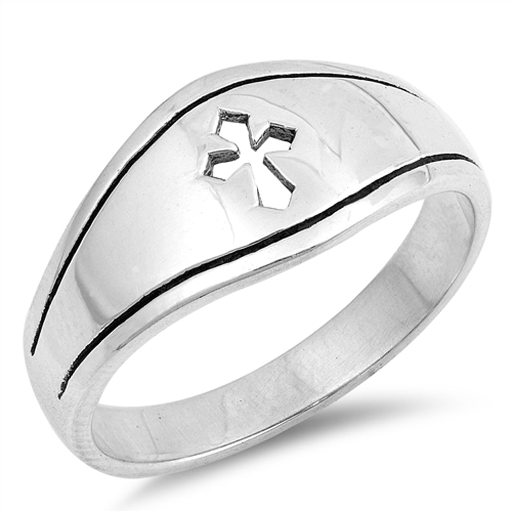 Medieval Cutout Cross Christian Promise Ring 925 Sterling Silver Band Sizes 5-12