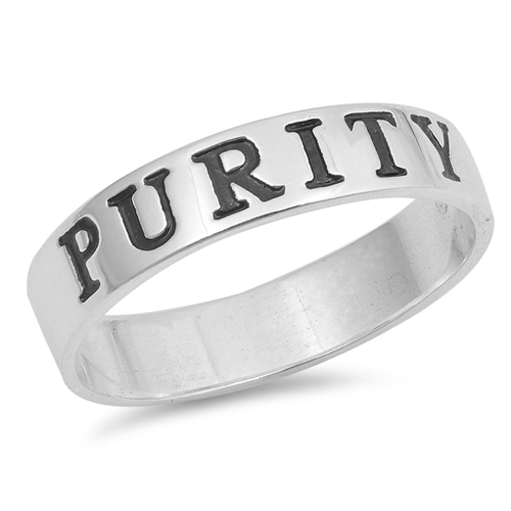 Purity Script Word Promise Ring New .925 Sterling Silver Trust Band Sizes 5-12