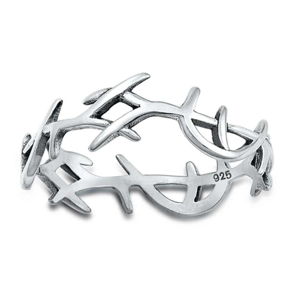 Eternity Thorn Tree Vine Branch Ring New .925 Sterling Silver Band Sizes 4-10