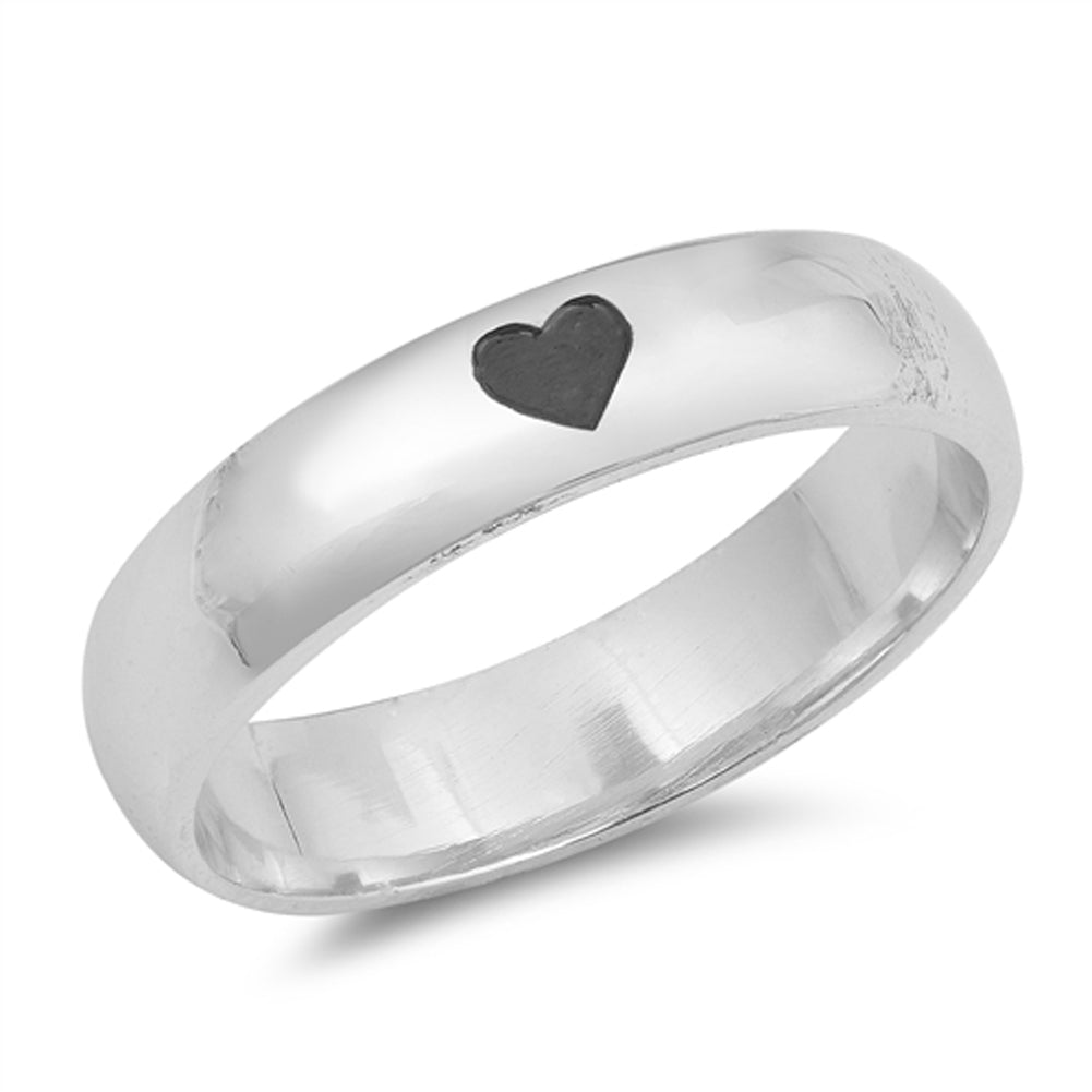 Oxidized Black Heart Stamp Promise Ring New .925 Sterling Silver Band Sizes 5-10