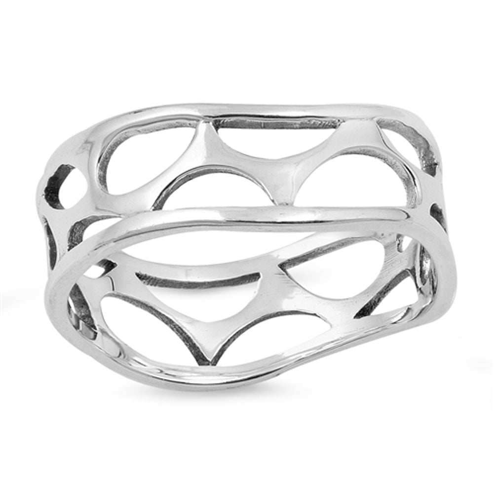 Geometric Bubble Cutout Hole Wedding Ring .925 Sterling Silver Band Sizes 5-10