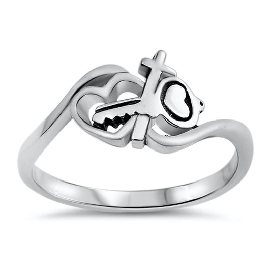 Heart Cross Key Infinity Love Knot Ring New .925 Sterling Silver Band Sizes 5-10