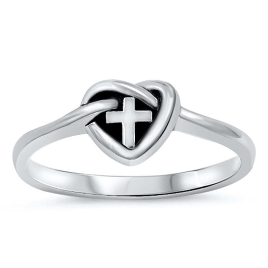 Love Knot Cross Oxidized Infinity Ring New .925 Sterling Silver Band Sizes 5-10