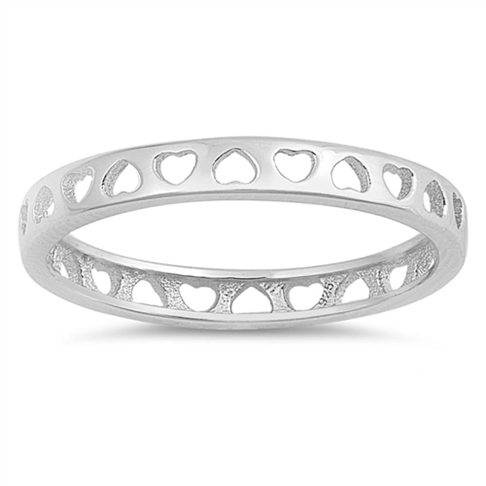 Heart Love Cutout Eternity Thin Thumb Ring .925 Sterling Silver Band Sizes 5-12